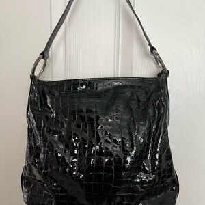 Elegant Brighton Black Cher Patent Leather Shoulder Bag. JUST REDUCED!!